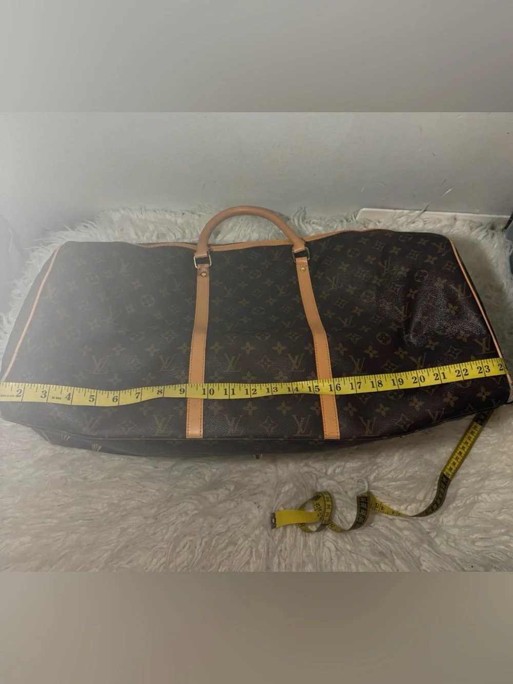 Louis Vuitton RA 780-003  Canvas Keepall Duffel Bag Brown / tan leather bag larg
